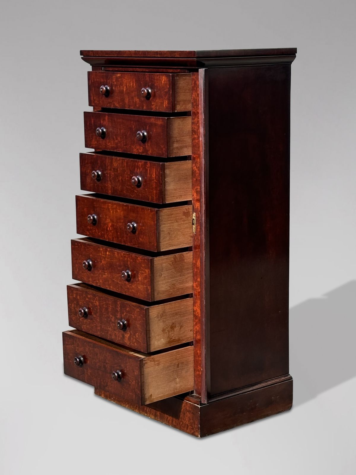 Early 19th Century Georgian Mahogany Wellington Chest Of Drawers photo vintage