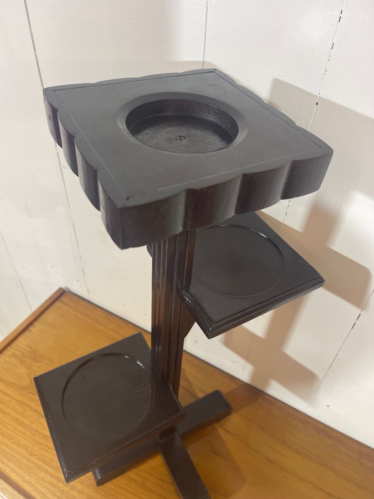 Art Deco Tiered Hand Crafted Plant Stand In Solid Pine With A Painted Finish photo for sale