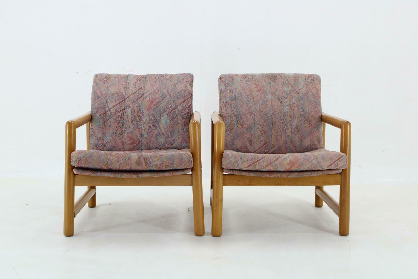 1970s Pair Of Beech Armchairs And Coffee Table  By Ton, Czechoslovakia photo furniture