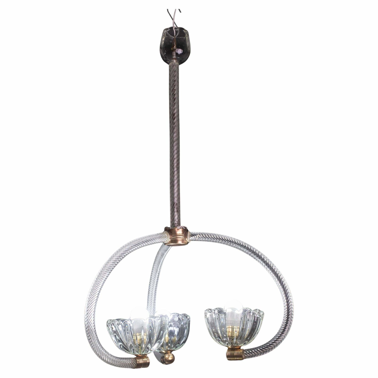 Fantastic 3 Cup Barovier E Toso Art Deco Chandelier, 1940s photo furniture