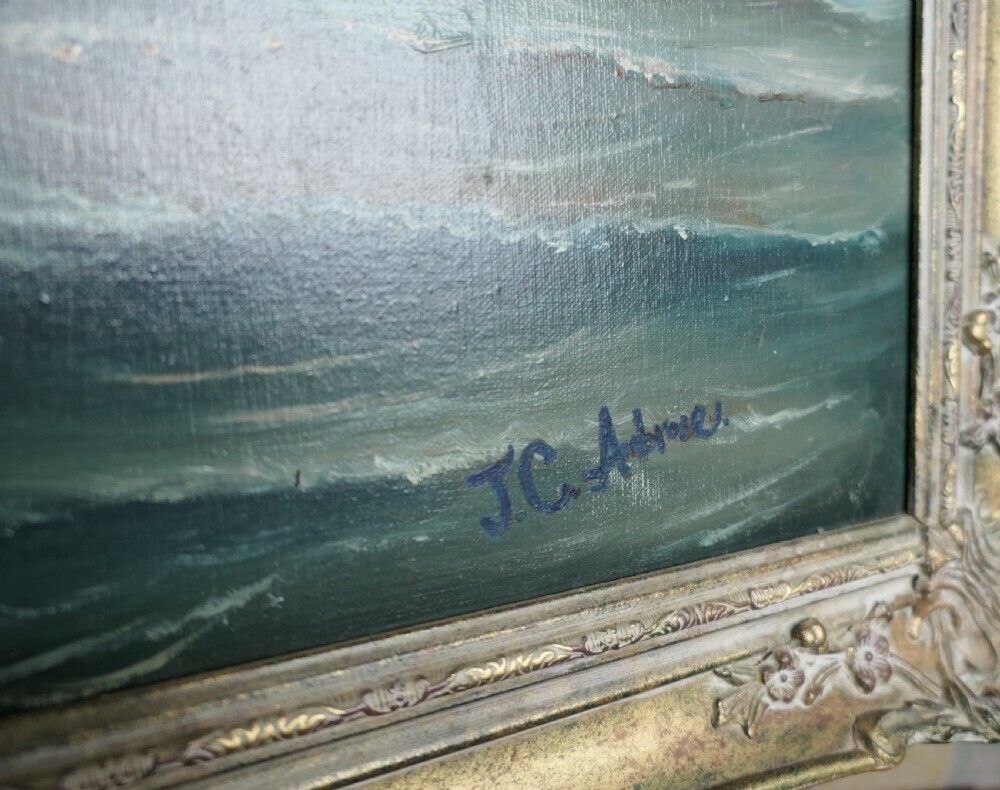 Oil On Canvas The Smoke 0f Battle Signed J.C.Ambrose photo vinterior
