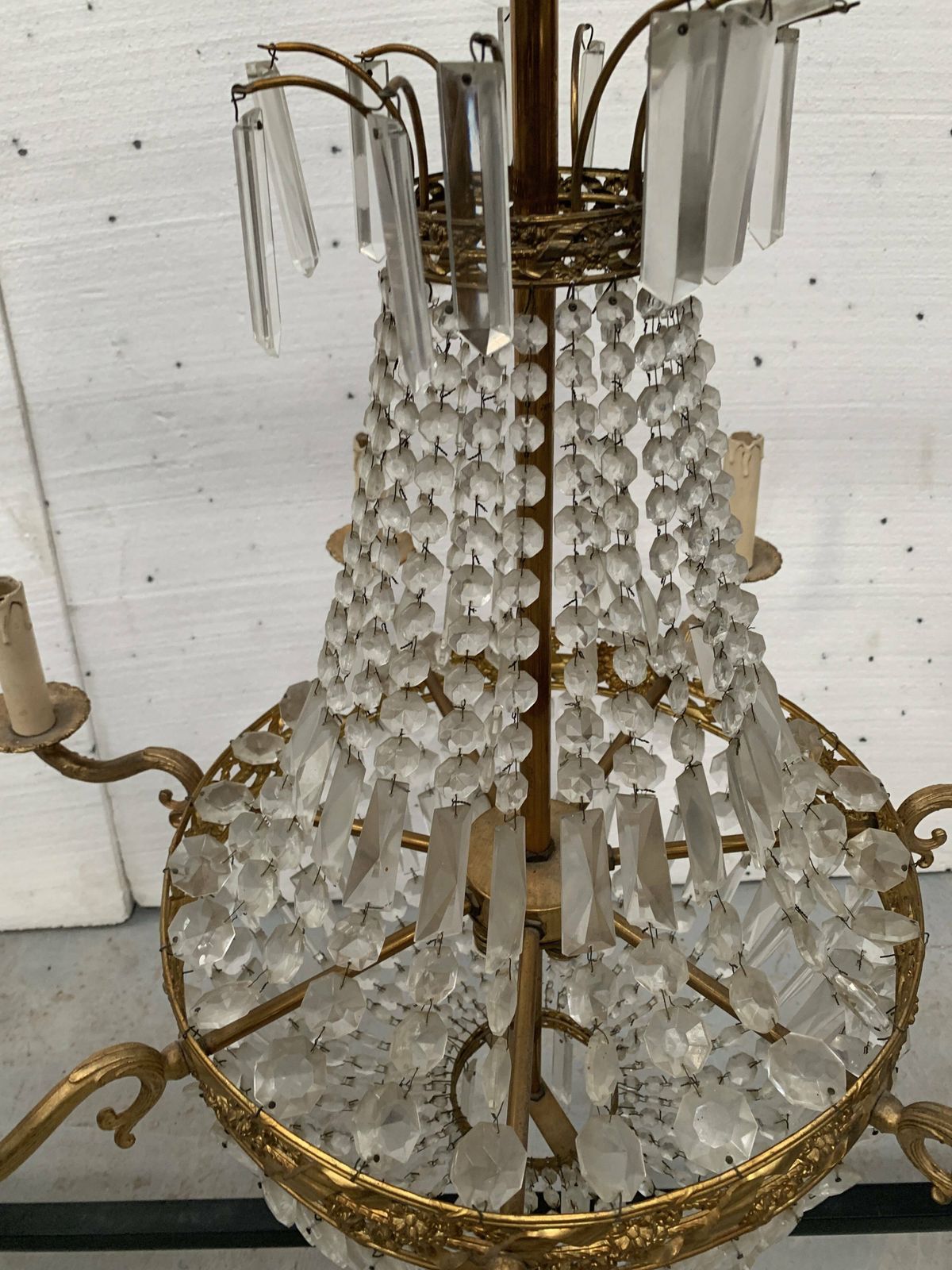 20th Century Bronze Basket Chandelier With Tassels photo Lighting