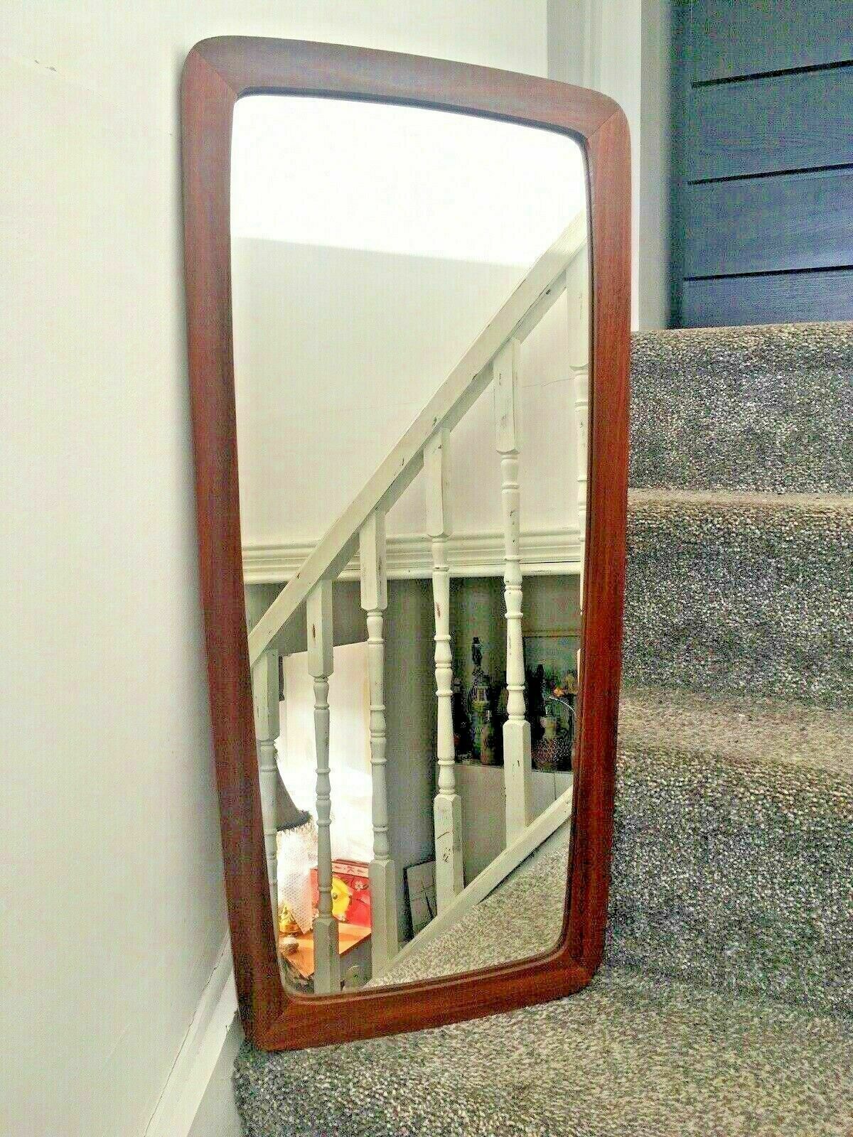 Large 1960’s Mid Century Danish Teak Hall Long Wall Mirror Denmark Scandi photo furniture