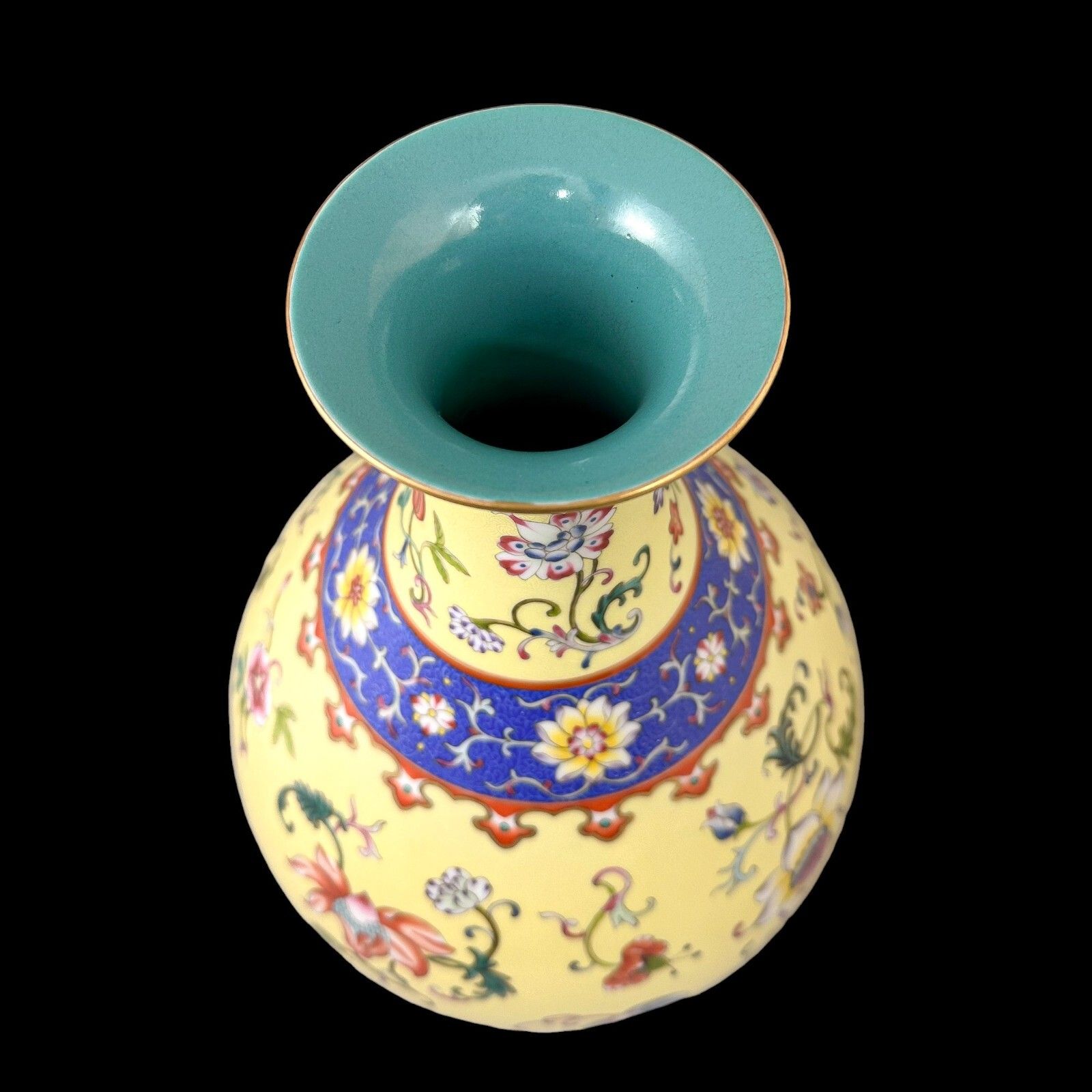 Antique Chinese Guangxu Yellow Ground Yangcai Floral Yuhuchunping Porcelain Vase photo buy