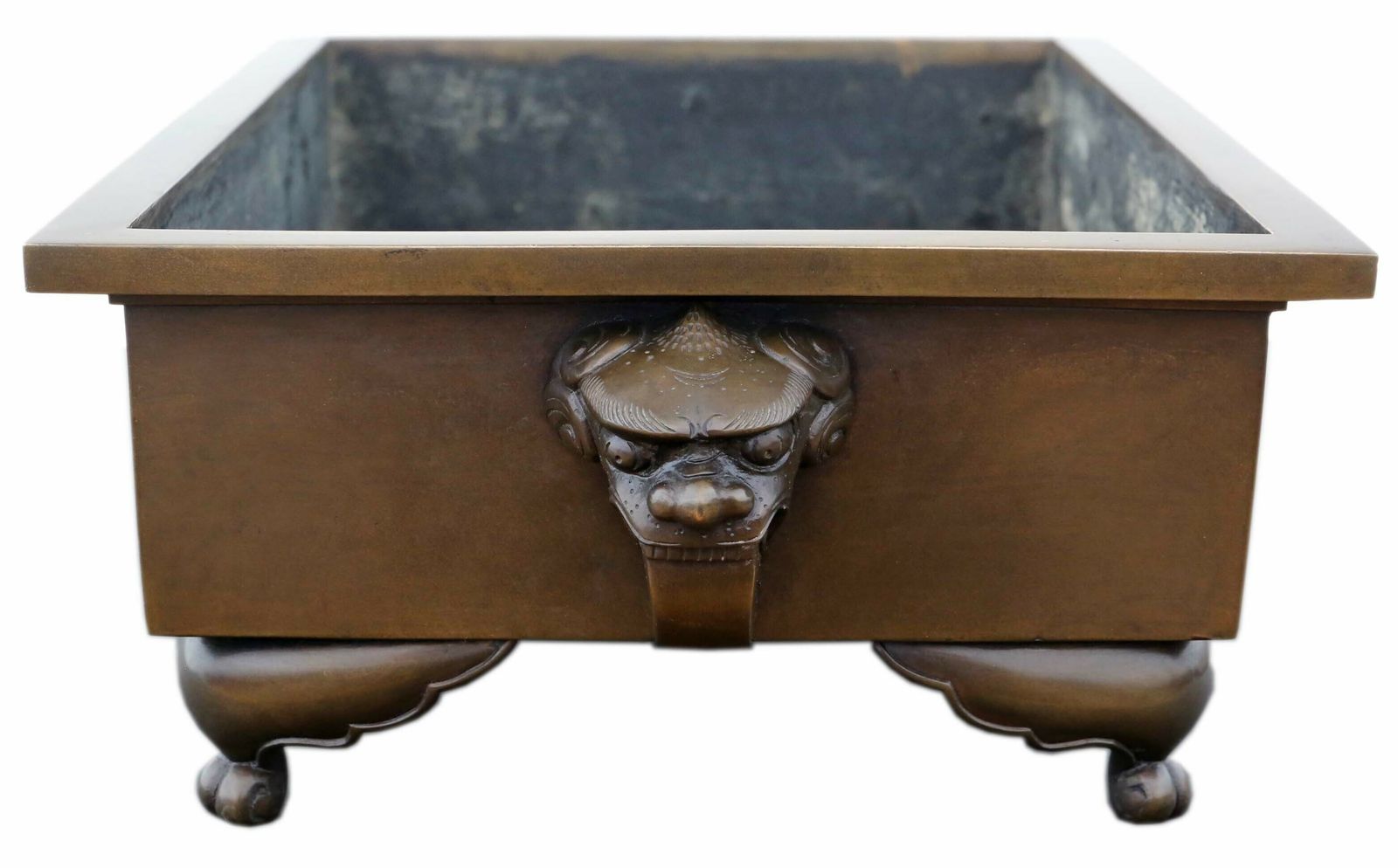 Antique Oriental Japanese Large Fine Quality Bronze Bowl Planter Jardinière Suiban Ikebana C.1930 photo furniture