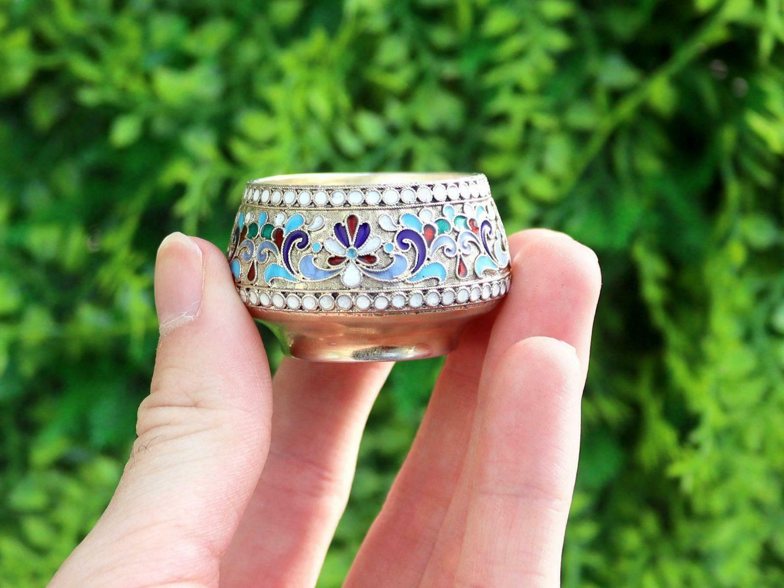 1920s Russian Silver And Polychrome Cloisonné Enamel Salts photo furniture