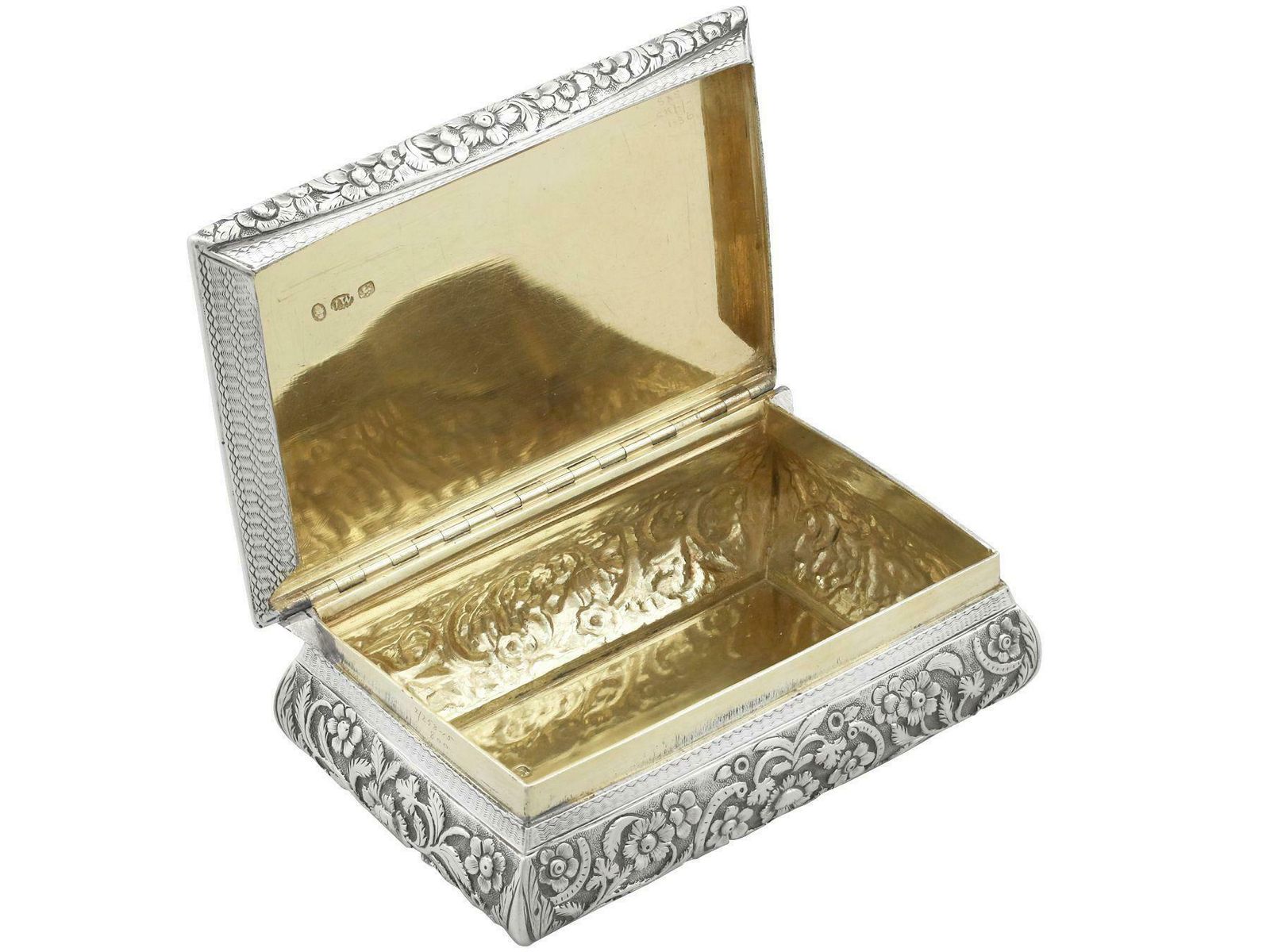 Antique William IV Sterling Silver Table Snuff Box photo vinterior