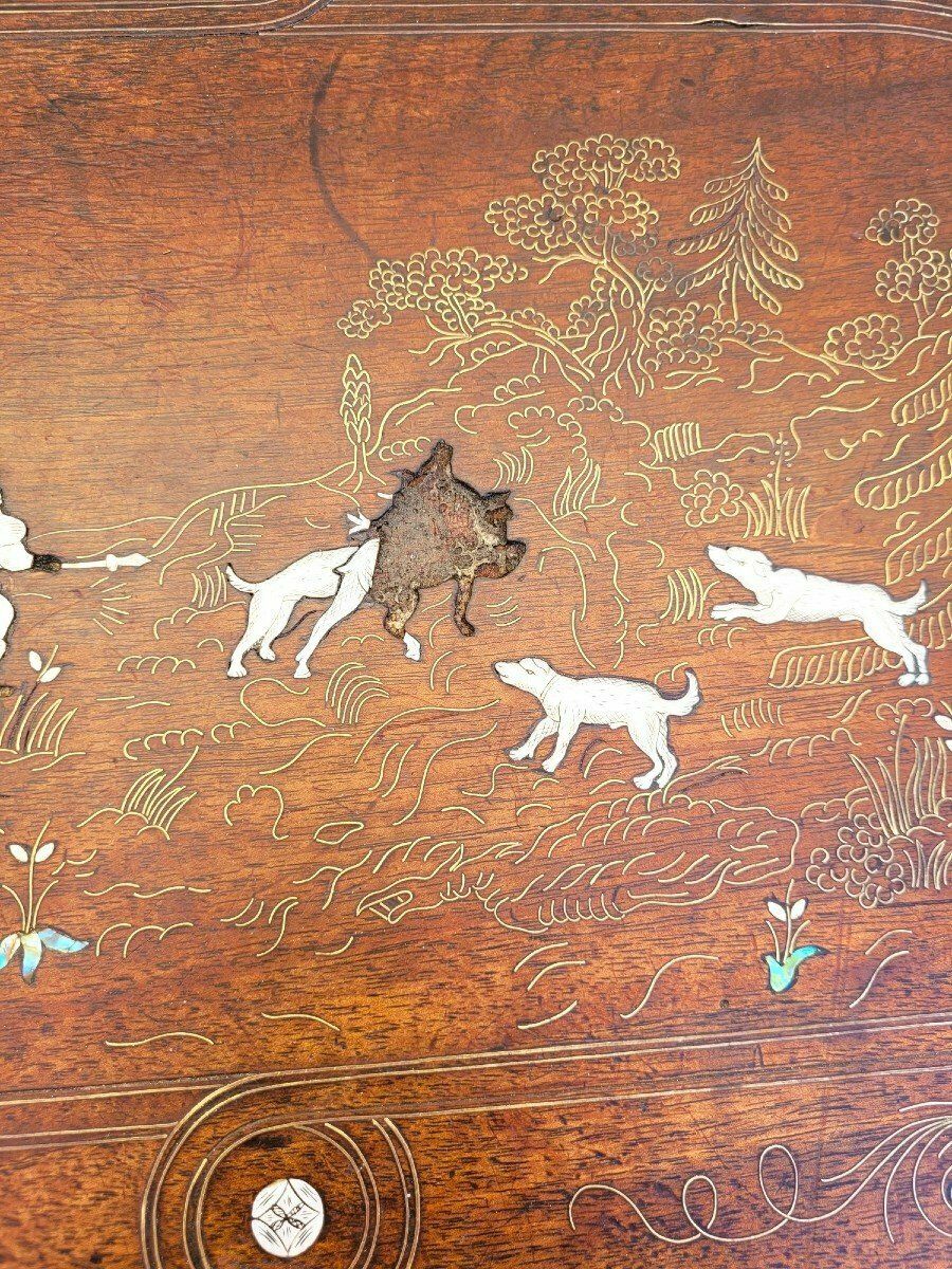 Oak And Walnut Table With Inlays, France 19th Century photo vinterior
