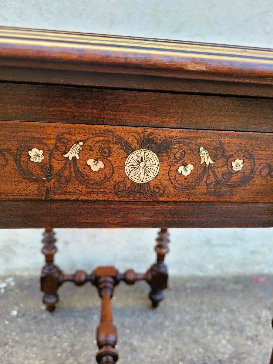 850.0 Oak And Walnut Table With Inlays, France 19th Century photo