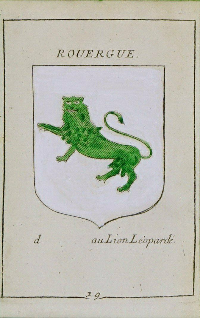 Rare Engraving Of Rouergue Accompanied By Its Coat Of Arms   Ep. End Of The 17th Century (Circa 1680) photo Art