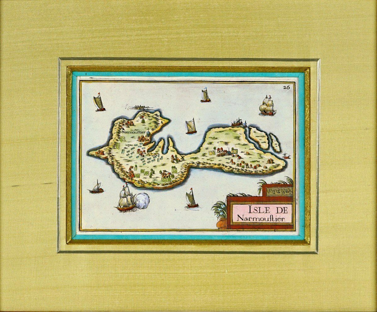 Rare Engraving Of The Isle Of Narmoustier (Island Of Noirmoutier)   Ep. 17th Centuryflag photo Art