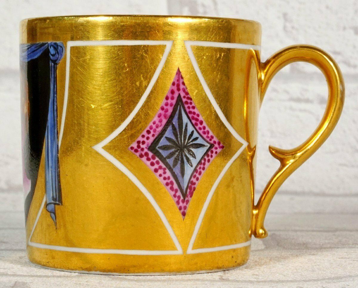 Rare Paris Porcelain Cup And Saucer   Representing The King Of Rome   Empire Period photo for sale