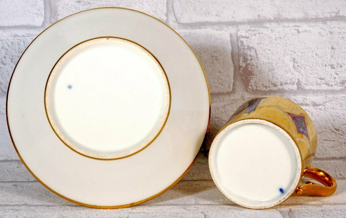 Rare Paris Porcelain Cup And Saucer   Representing The King Of Rome   Empire Period photo vintage