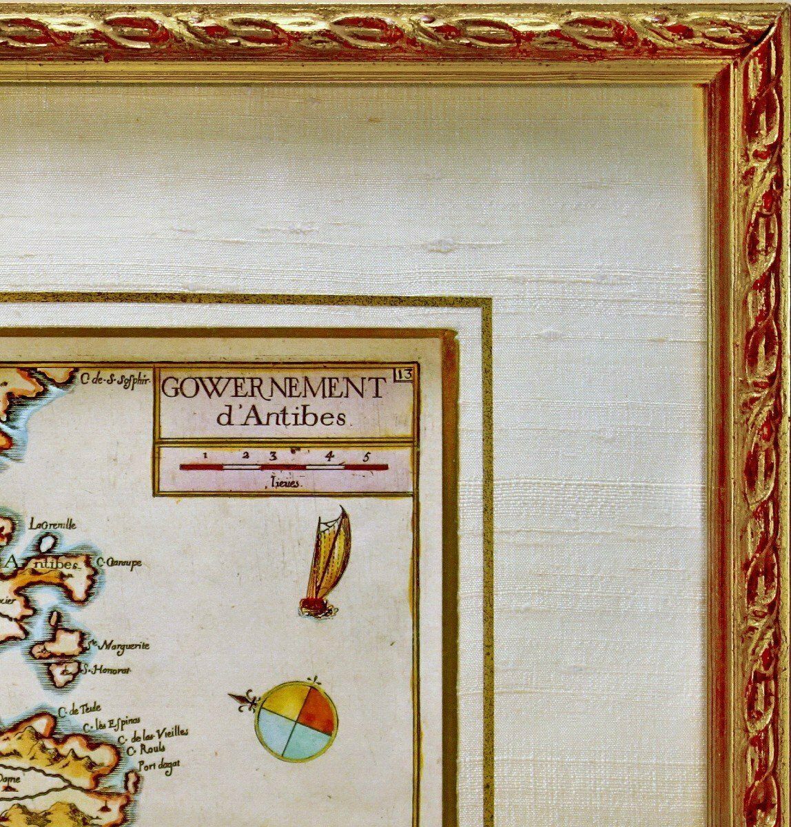 Rare Engraving Map Of The Government Of Antibes   Ep. 17th (Circa 1635) photo furniture