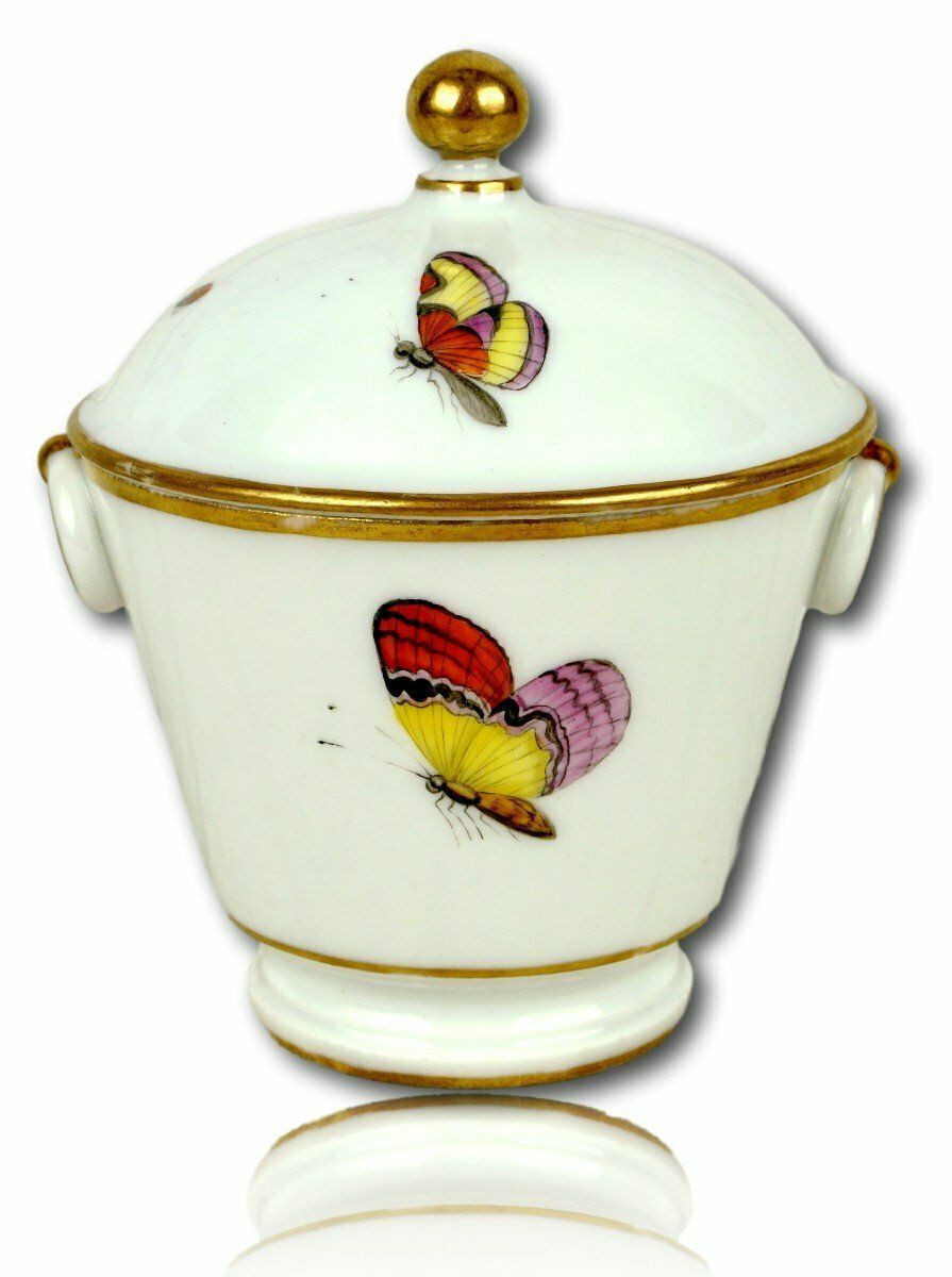 Sugar Bowl (Sugar Pot) And Its Lid In Brussels Porcelain   Louis Crette   Ep. 18th Century