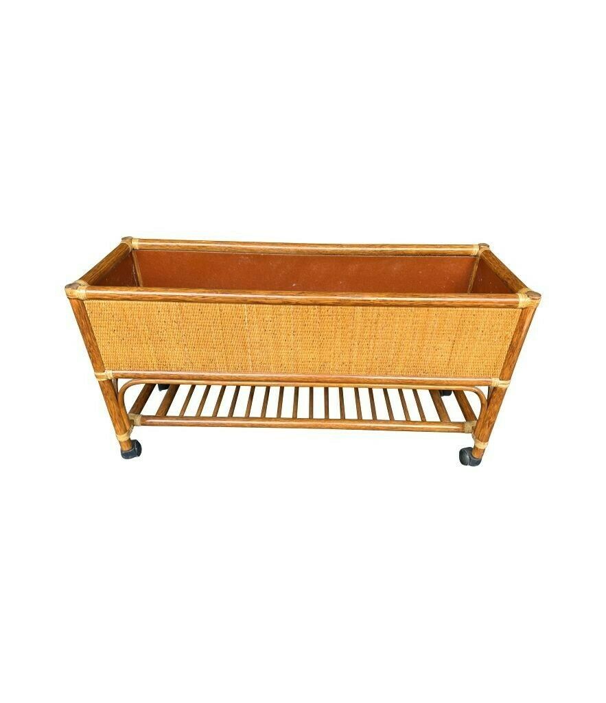 A Pair Of Italian 1970s Bamboo And Rattan Planters On Castors photo furniture