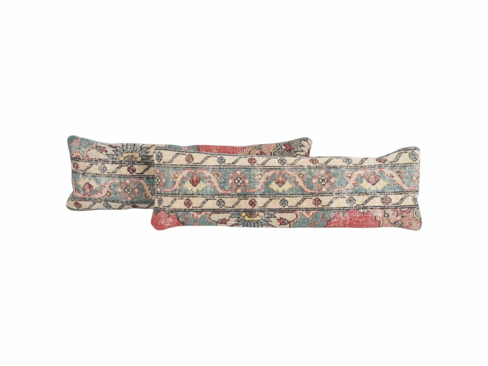 Blue Floral Turkish Oushak Rug Pillow Cover, Queen Boho Woven Bedding Carpet Pillow Cover