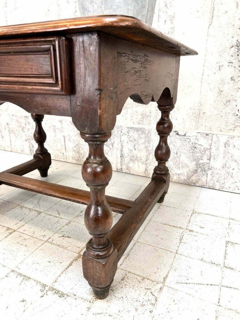 Walnut Wood Console, Writing, Dressing Table With Decorative Legs photo vintage