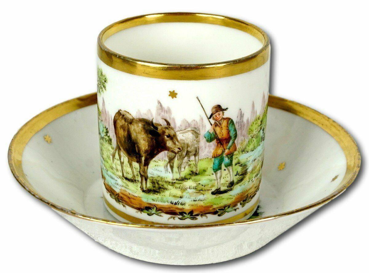 Paris Porcelain Cup And Saucer   De Nast Manufacture   18th Century
