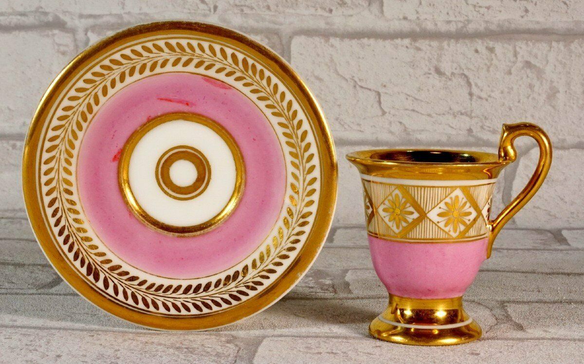 Small Porcelain Cup And Saucer From Paris Or Russia   Early 19th Century photo vintage