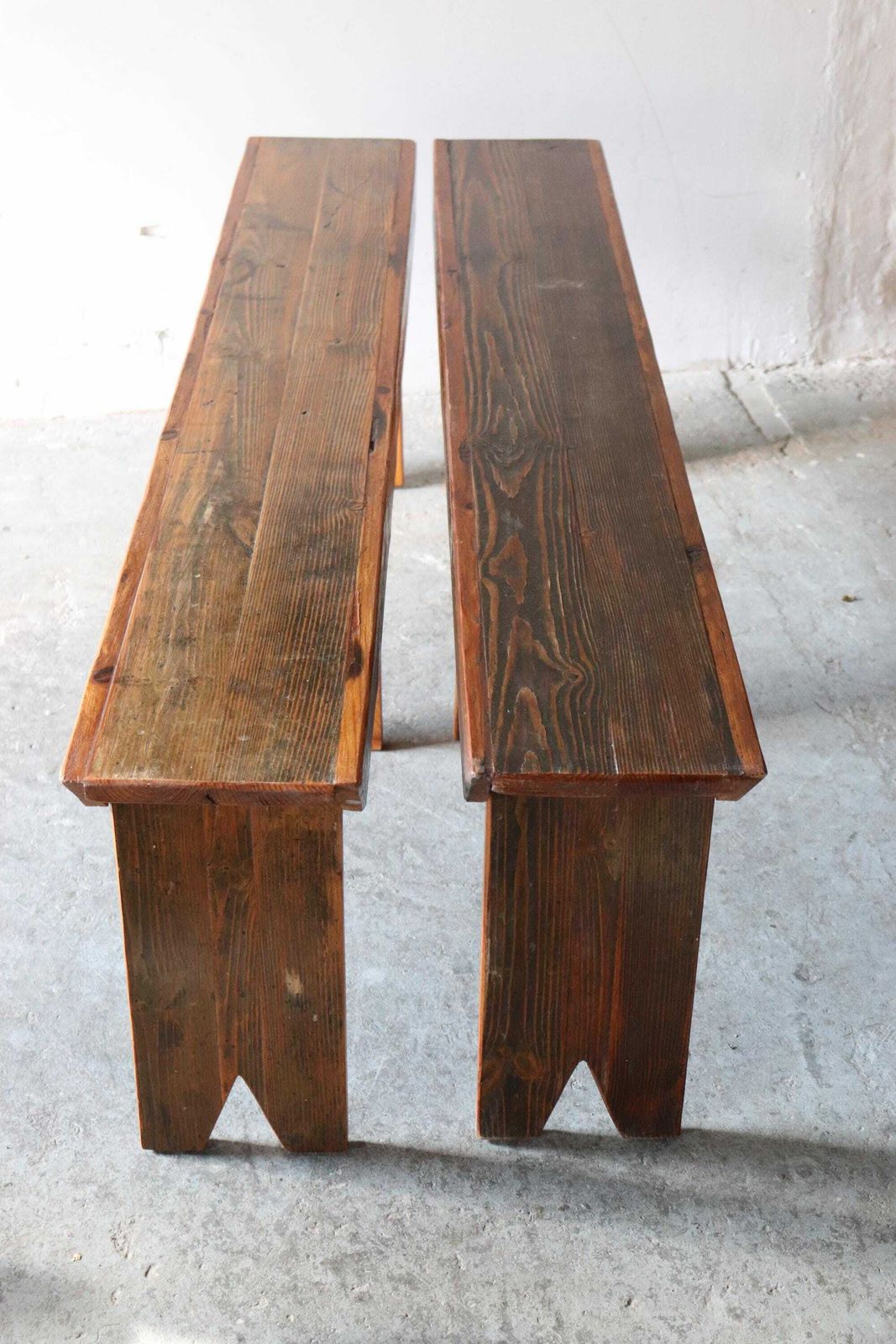 photo furniture Matching Pair Of French Pine Refectory Benches