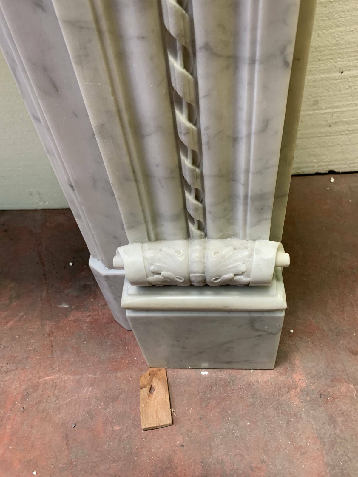 Louis XVI Style Fireplace In White Carrara Marble, 19th Century photo buy