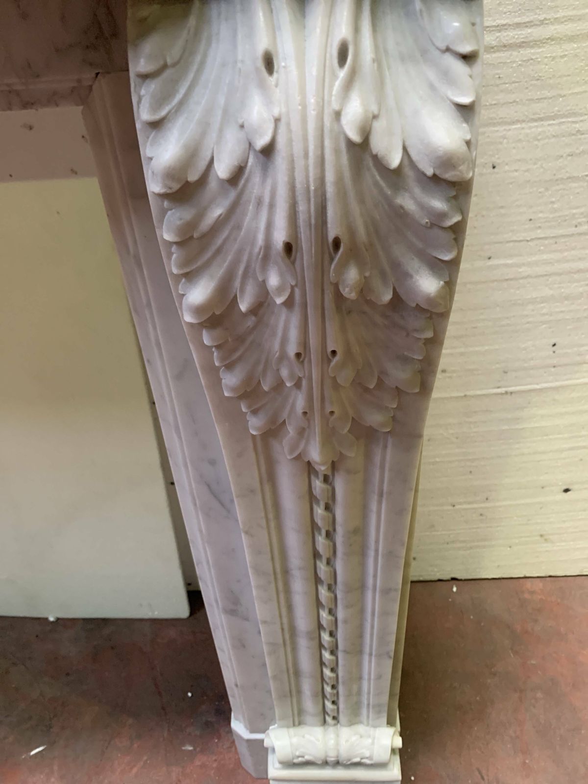 Louis XVI Style Fireplace In White Carrara Marble, 19th Century photo vintage