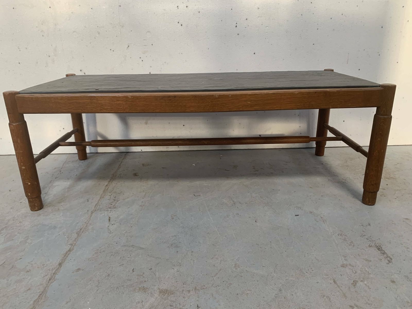 20th Century Oak Coffee Table With Slate Top photo furniture