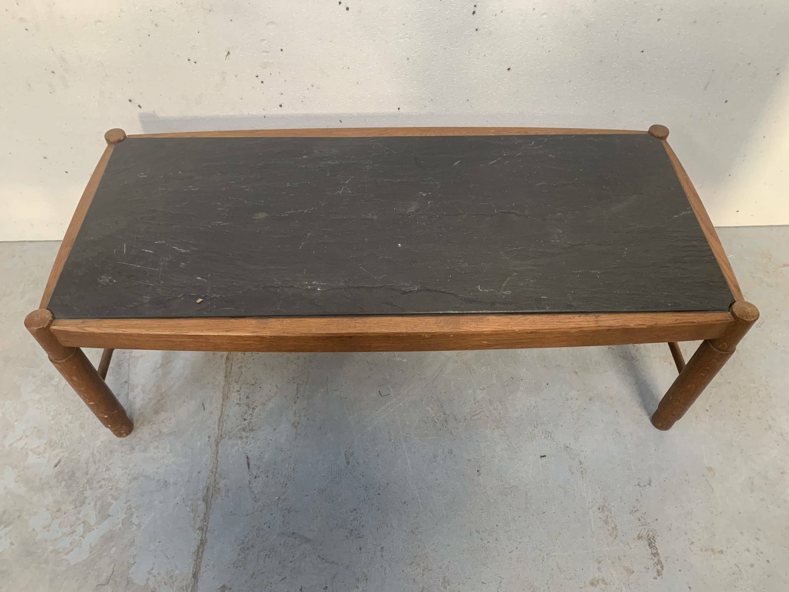 20th Century Oak Coffee Table With Slate Top photo vintage