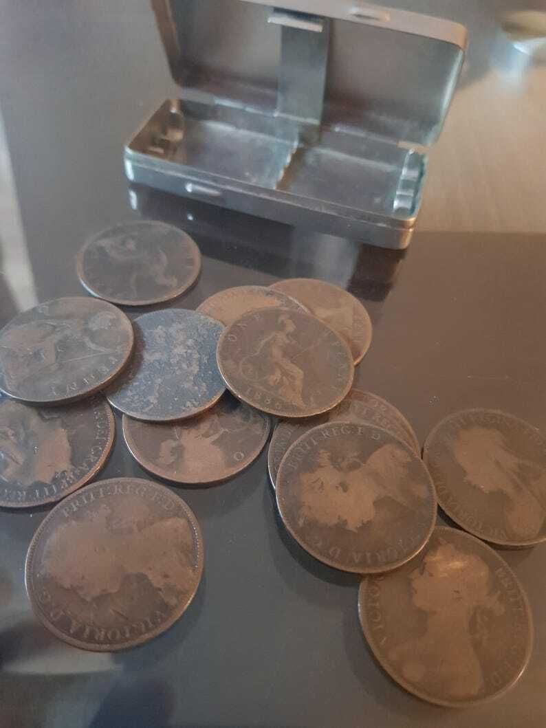 Antique Money Box 1894, Including Victorian Pennies. Unique Gift. photo buy