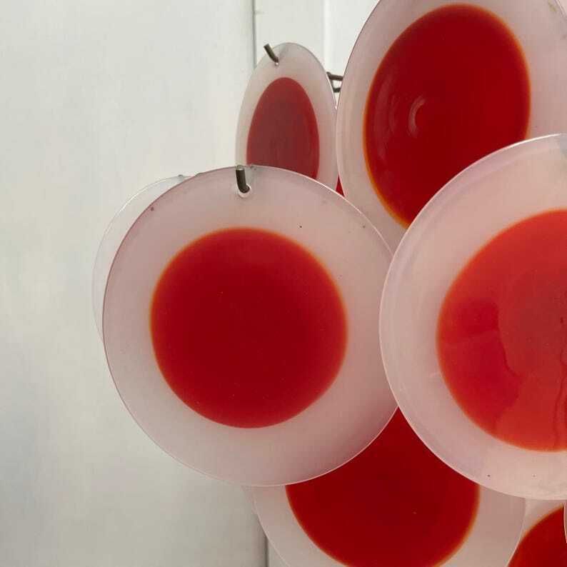 Mid Century Italian Murano Glass Disc Chandelier By Gino Vistosi, 1960s / Lighting photo buy
