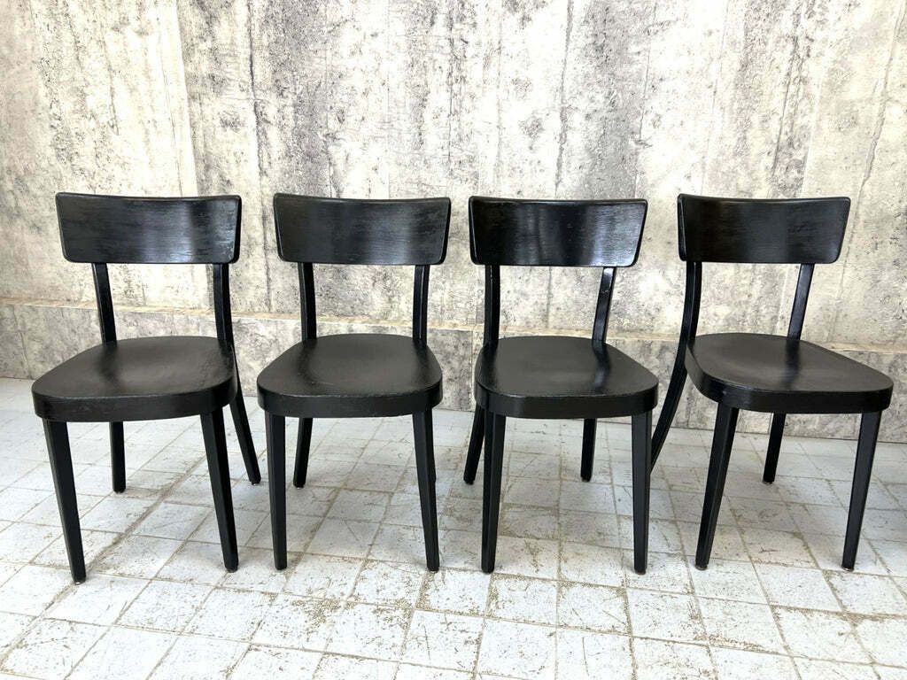 Set Of Four French Black Bentwood Bistro Chairs photo for sale