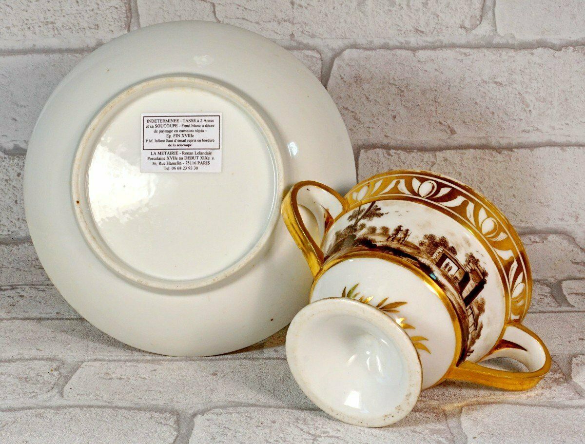 photo furniture Large Chocolate Cup And Saucer In Paris Porcelain   Late 18th Century