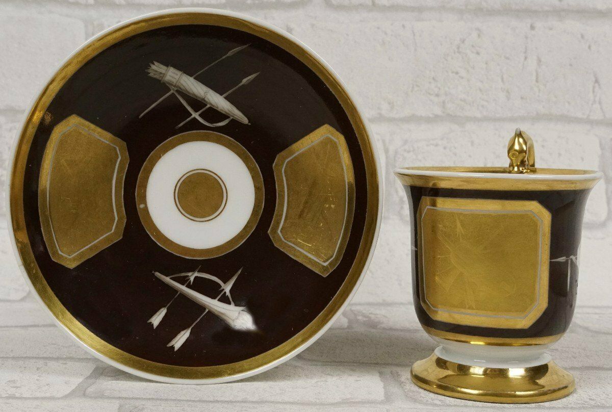 Paris Porcelain Cup And Saucer   Atelier De Paris Rue De Taranne   Empire Period photo vinterior