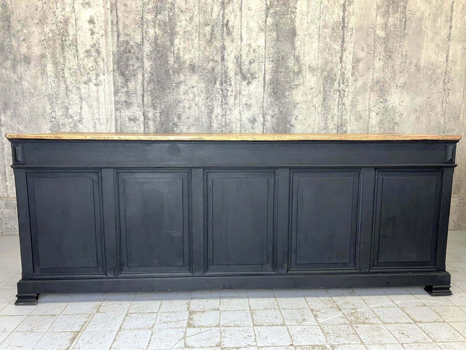 Black Solid Wood Shop Counter Sideboard Drawers Cupboard photo for sale