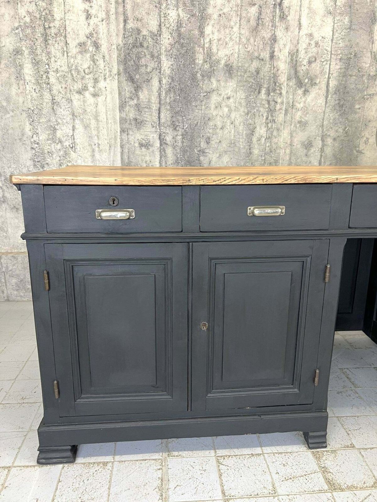 photo buy Black Solid Wood Shop Counter Sideboard Drawers Cupboard