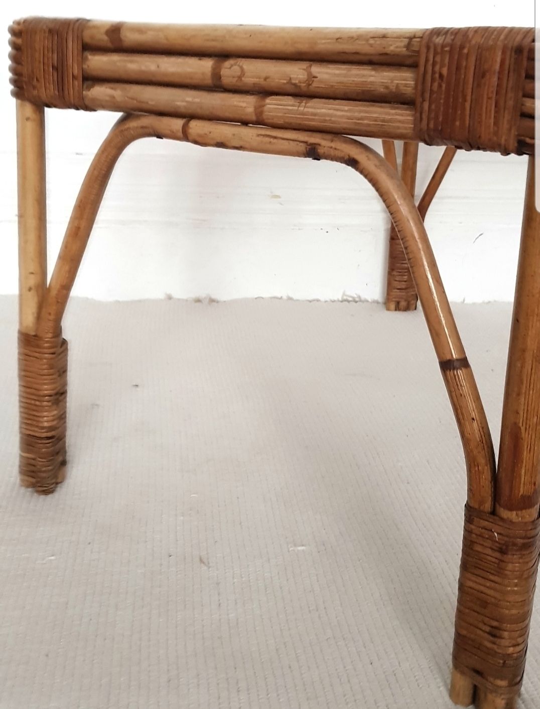 Furniture Mid Century Italian Riviera Bamboo & Glass Coffee Table photo