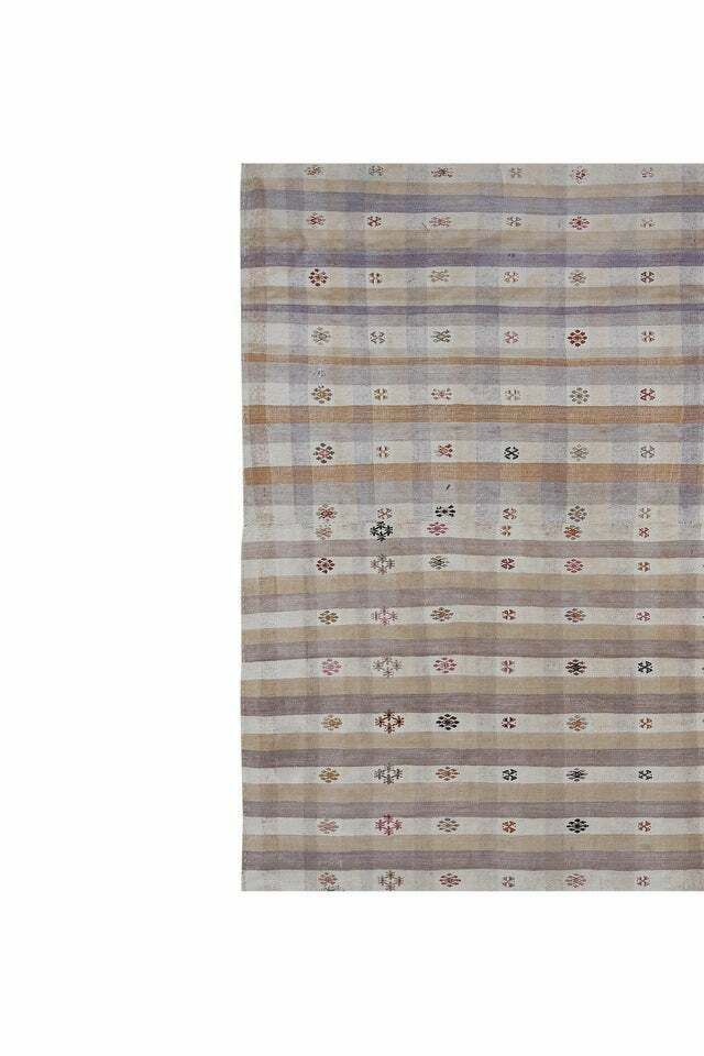 1960s Vintage Striped Cotton Kilim Rug5'9'' X 8'5'' photo for sale