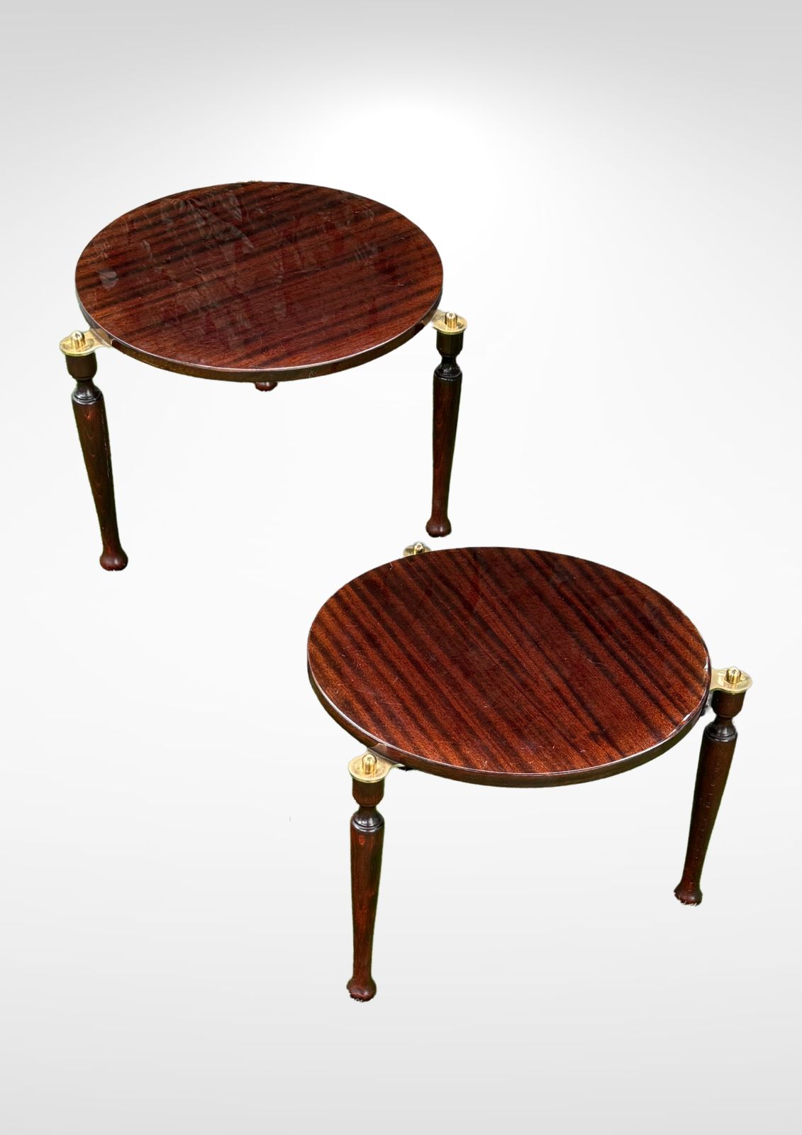 Set Of 2 Italian Lacquered Wood And Brass Side Tables Hollywood Regency photo 689.0