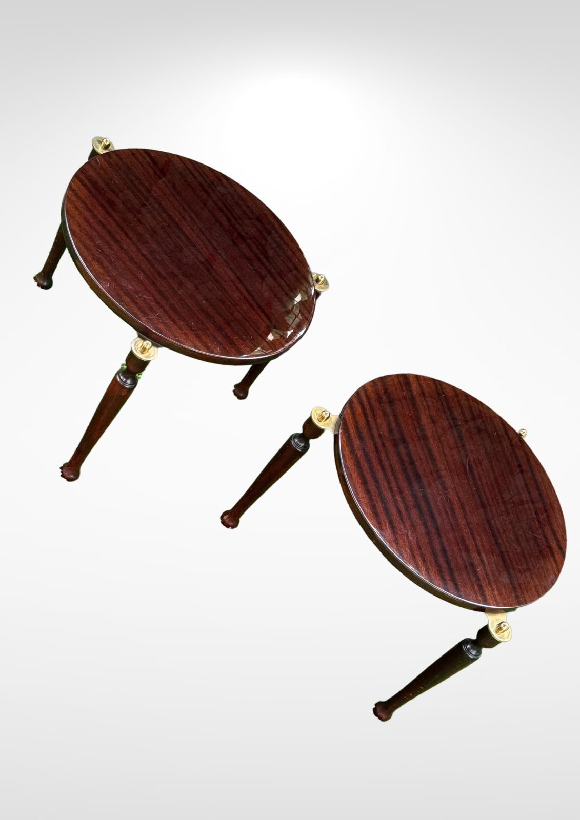 Set Of 2 Italian Lacquered Wood And Brass Side Tables Hollywood Regency photo vinterior