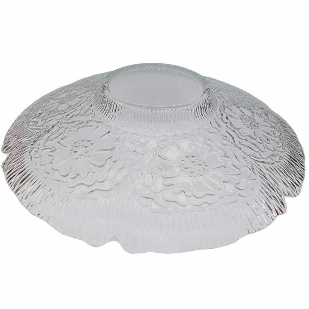Large French Glass Bowl Centrepiece With Floral Design, Large French Bowl, Floral Centrepiece photo vinterior