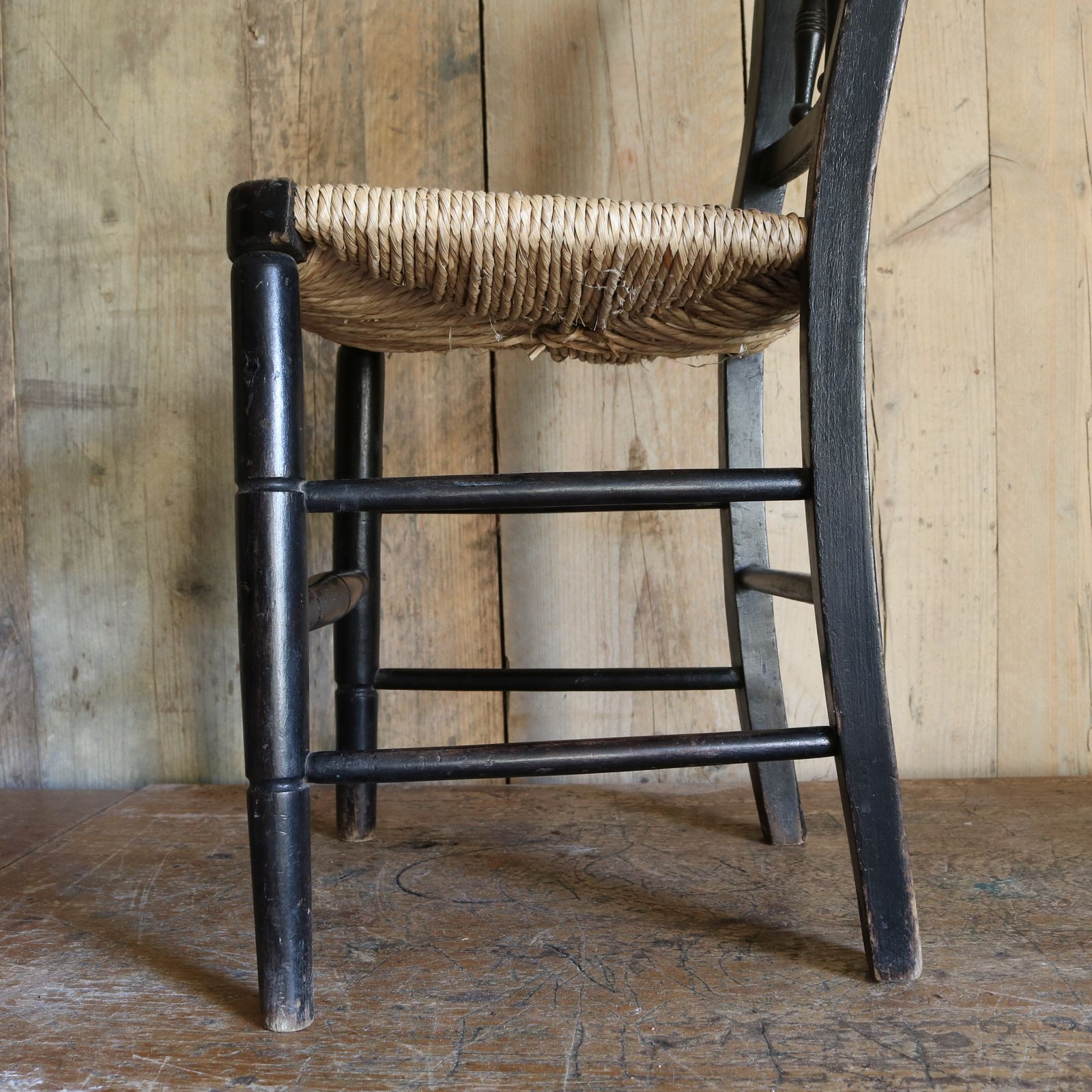 Antique Child’s Spindle Back Chair With Rush Seat   Late 1800s To Early 1900s photo buy
