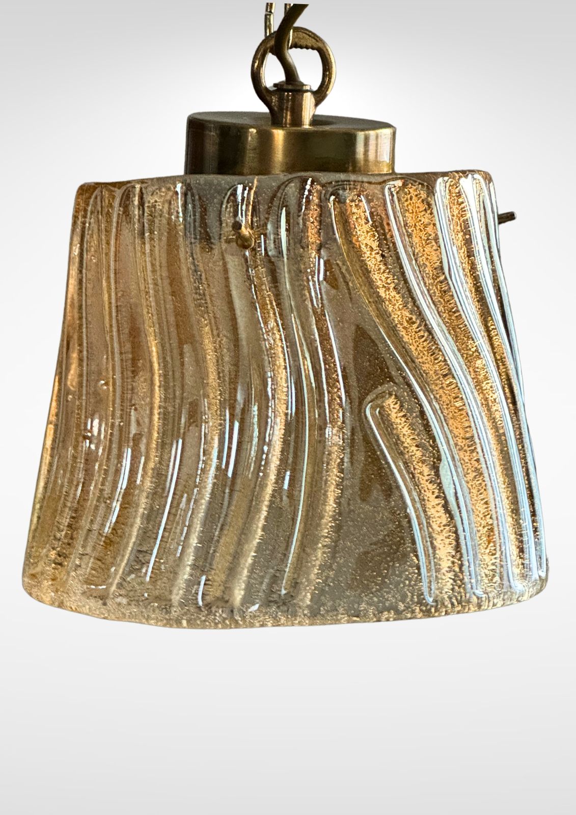 Mid Century Barovier Gold Glass Suspension Pendant Ceiling Lamp photo vintage