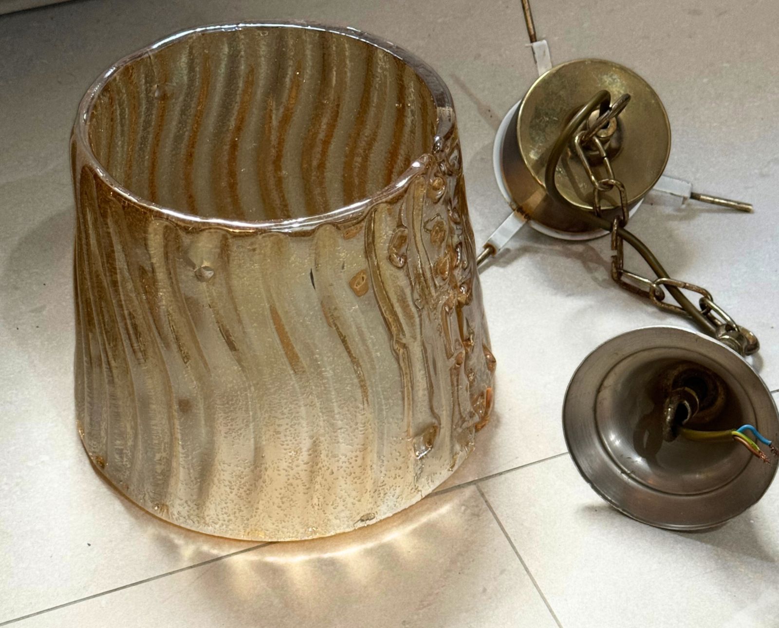 photo vinterior Mid Century Barovier Gold Glass Suspension Pendant Ceiling Lamp