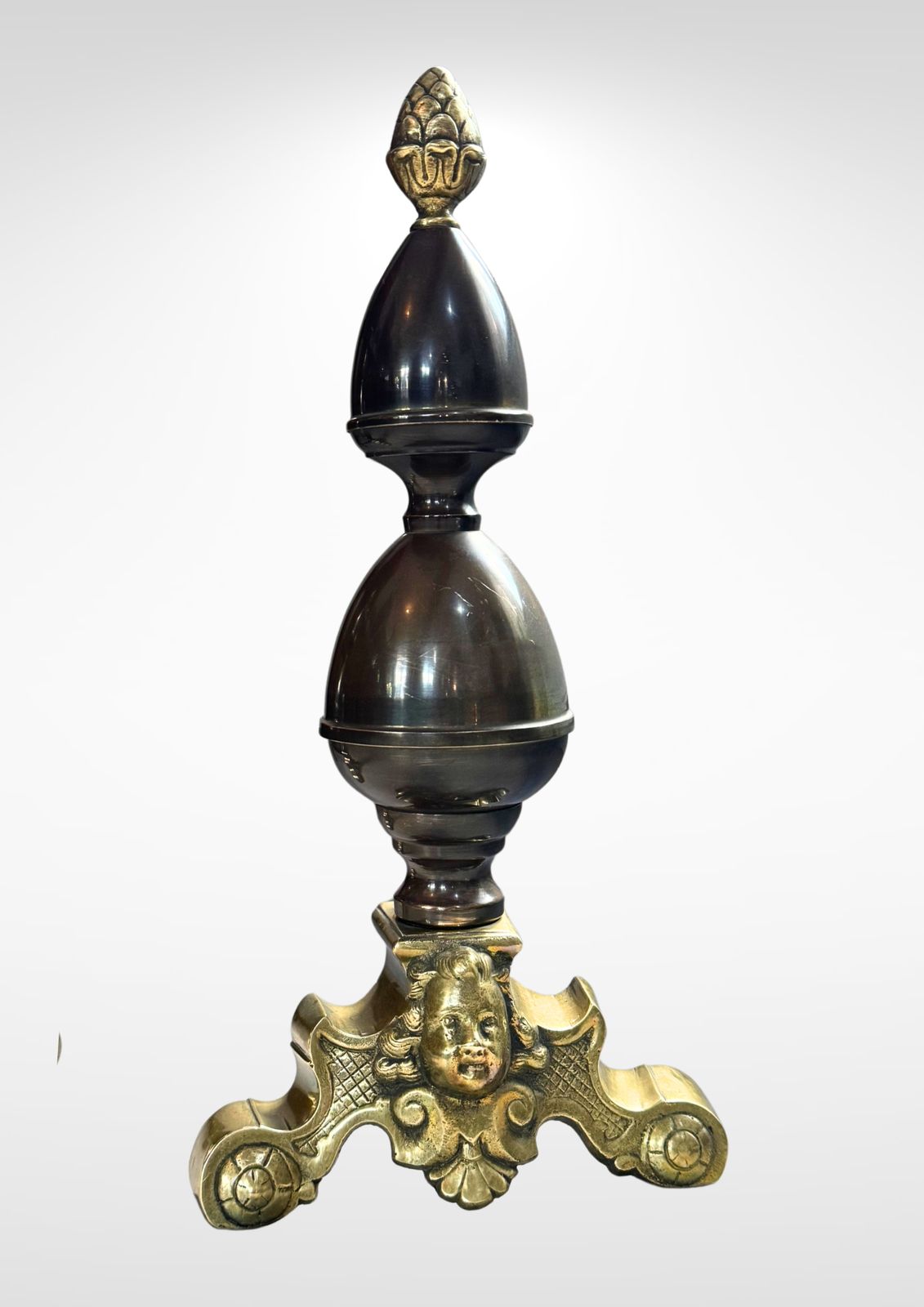 Large Pair Of Antique Dutch Cast Bronze And Brass Fire Dogs Andirons photo furniture