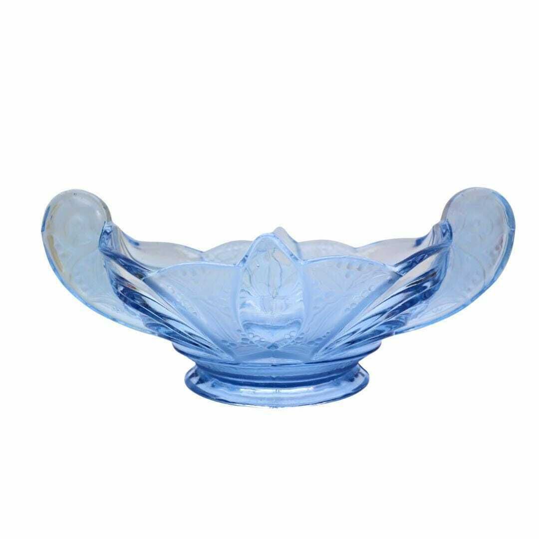 Art Deco German Pressed Glass Bowl By Brockwitz Nr 9073a By Fritz Scheiner, Blue Deco Centrepice photo buy