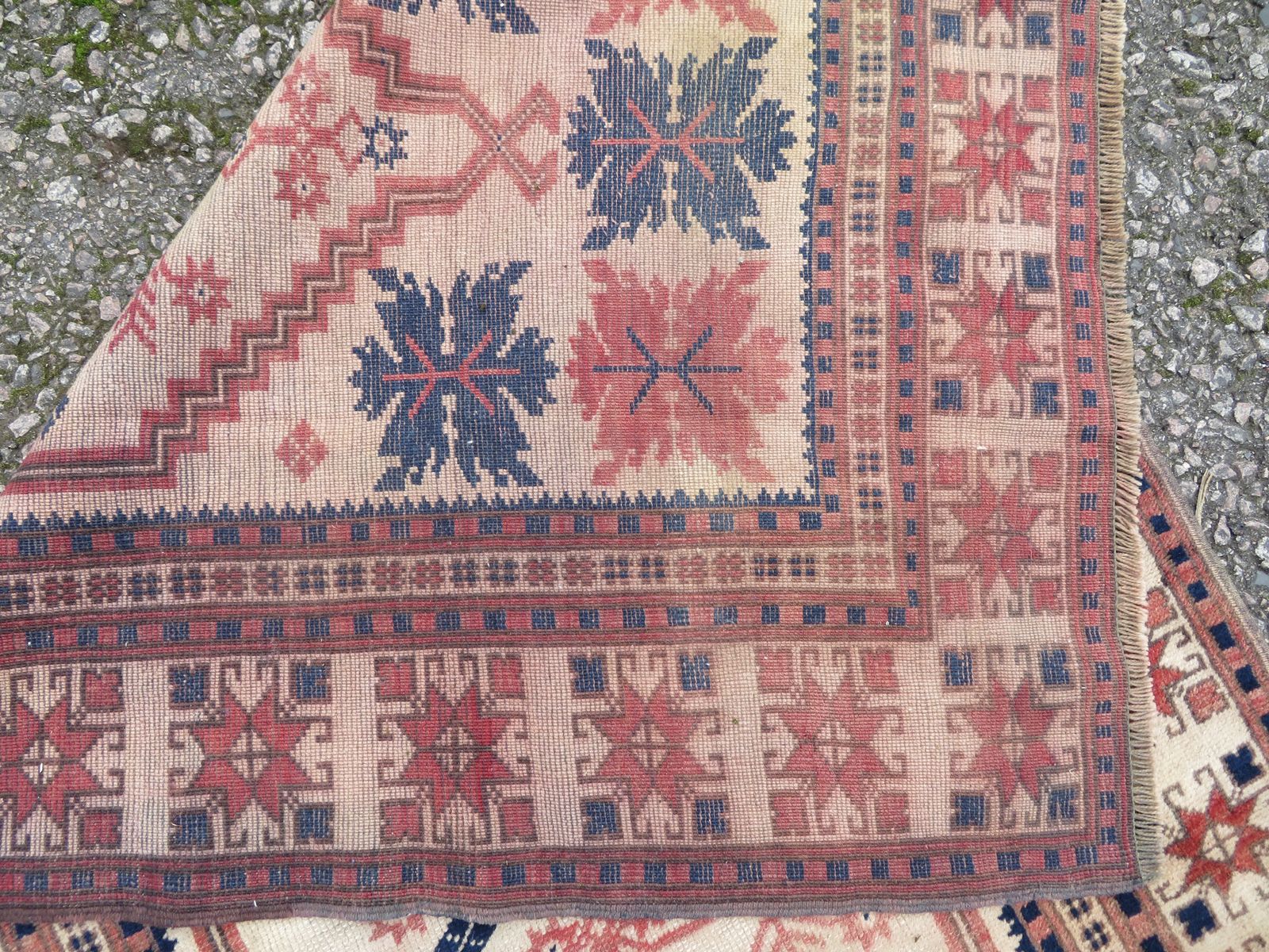 photo for sale Rare Ivory Ground Antique Turkish Manastir Prayer Rug. North West Anatolia. 175cm X 102cm.