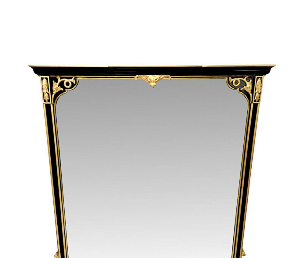 A Very Rare And Fine Large 19th Century Ebonised And Gilded Overmantel Mirror photo furniture