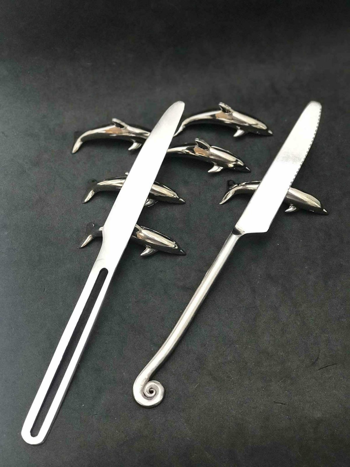 photo for sale Dauphin Mark Seat Place Card Table French Vintage Name Card Name Card Slot Sea Decor Holder, Cutlery Rests, French 1960s Animal Lover Gift