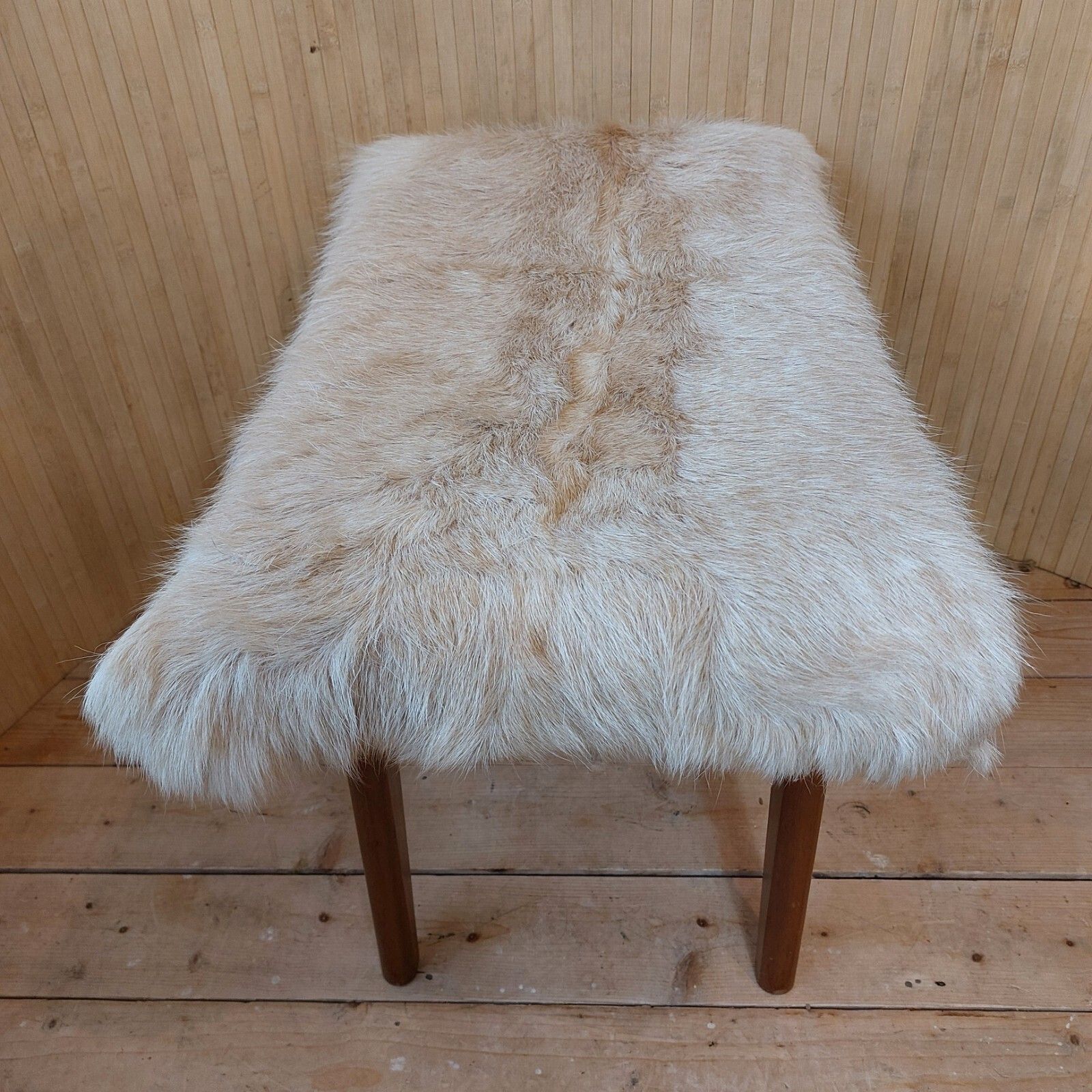 230.0 Fab Vintage Retro Mcm Curvy Alfred Cox Teak Dressing Table Piano Stool Goatskin photo